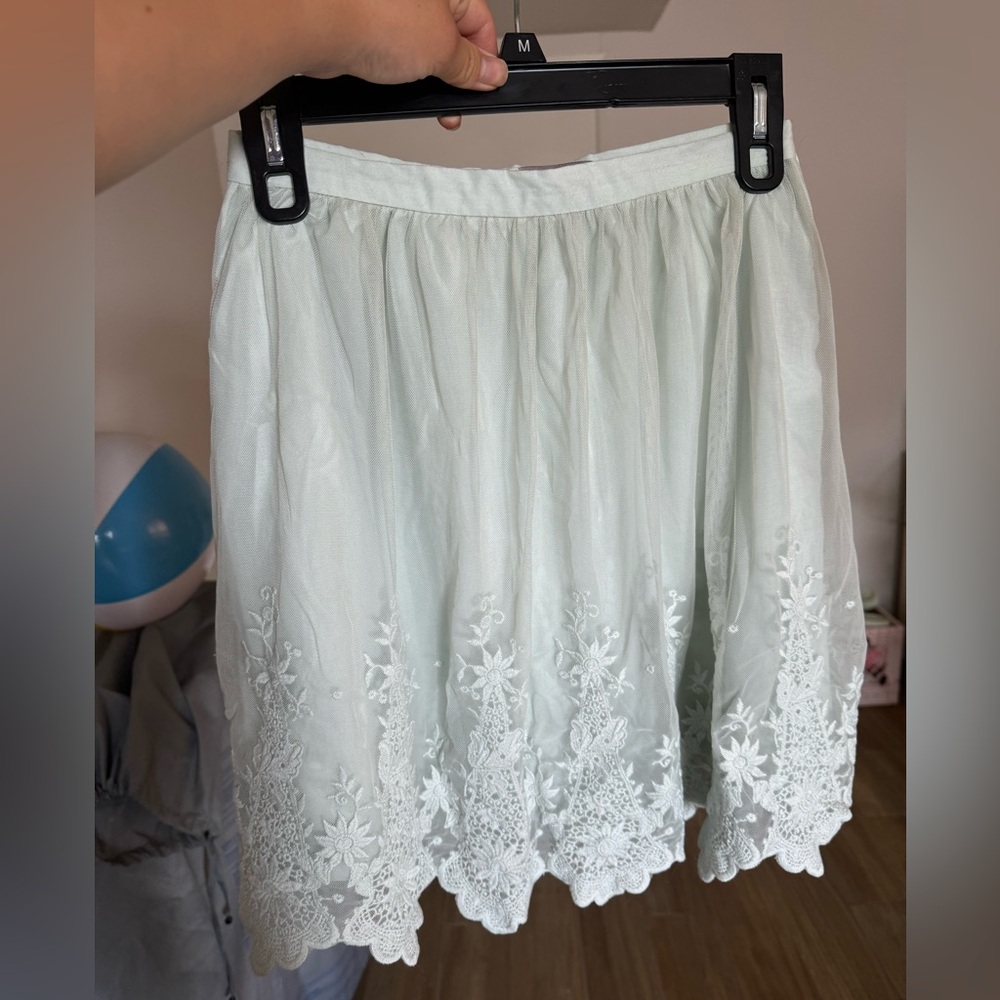 Forever 21 Green Mint Tulle floral skirt